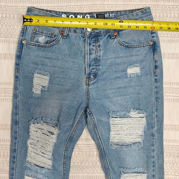 S.O.N.G. High Rise Straight Fit Ripped Jeans Size 9/29 NEW - Picture 3 of 7